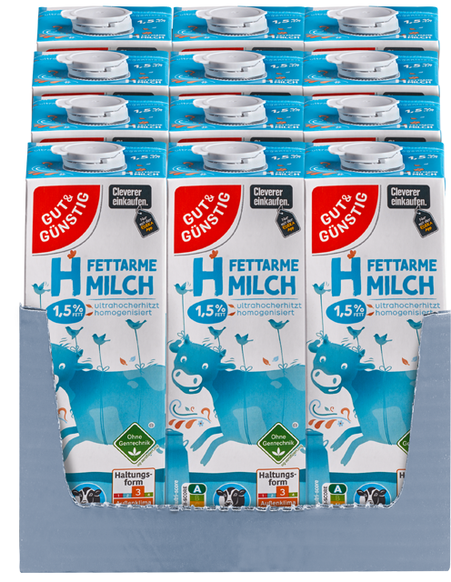 12er-Karton¹ Gut & Günstig fettarme H-Milch 