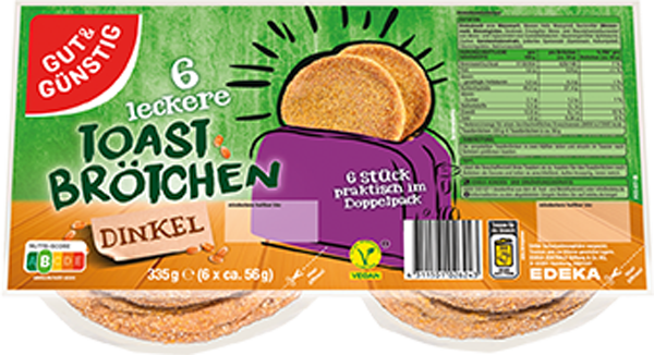 GUT&GÜNSTIG Weizen, Dinkel- oder Mehrkorn-Toastbrötchen