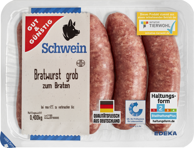 Gut & Günstig Frische grobe Bratwurst 