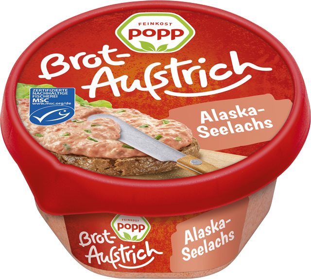 Feinkost Popp Brotaufstrich Alaska-Seelachs oder Eiersalat 