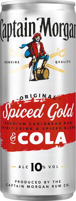 Captain Morgan Spiced Gold & Cola, Smirnoff Ice Original, Gordon‘s Gin & Tonic