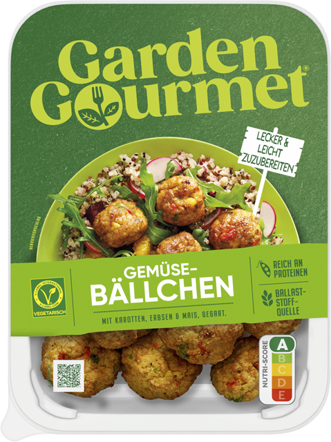 Vegetarisch: Garden Gourmet Gemüse-Bällchen oder Vegan: Sensational Burger