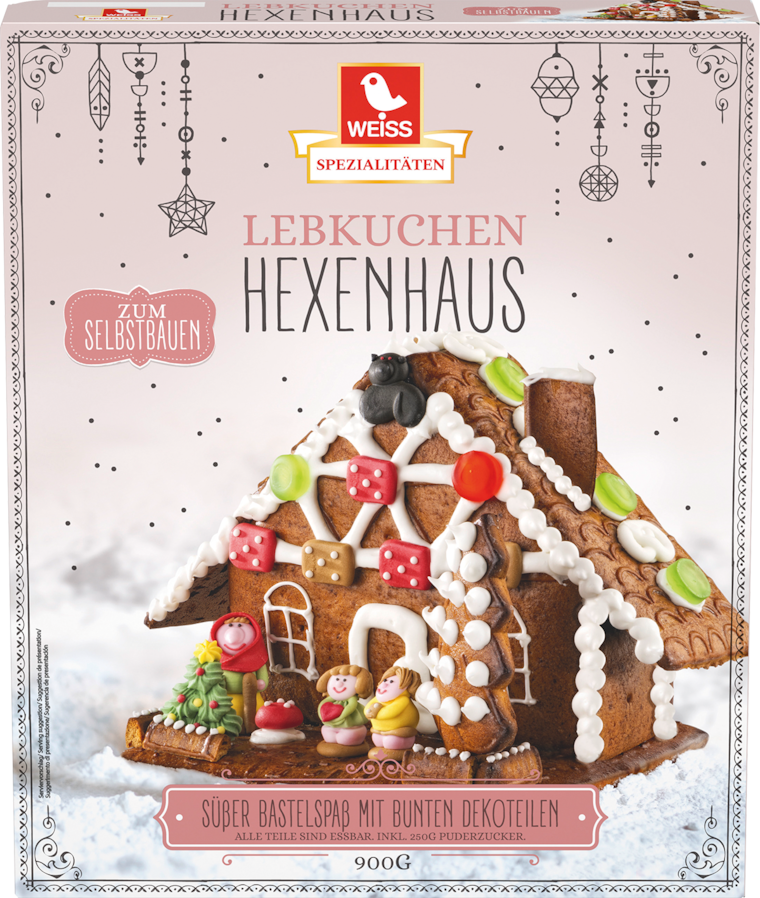 Weiss Lebkuchen-Hexenhaus oder -Eisenbahn