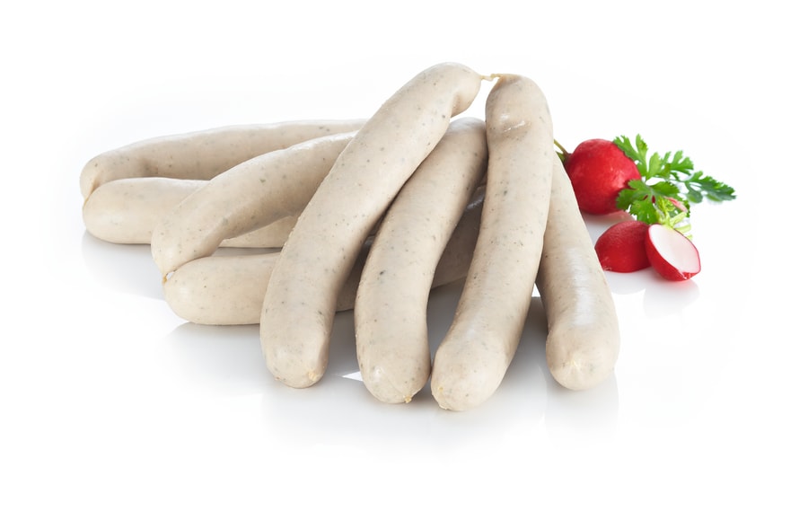 Südbayerische Rostbratwurst*, Bratwurst* roh, grob oder weiße Bratwurst*