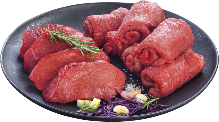 Gutfleisch Beefsteak oder Beefsteak-Rouladen vom deutschen Jungbullen, aus der Oberschale