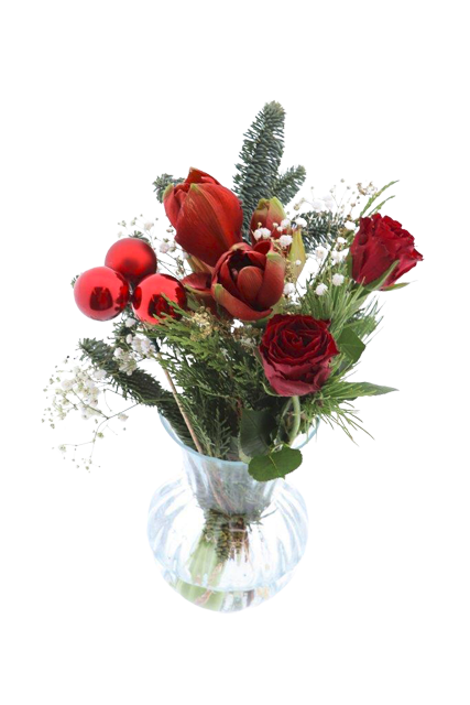 ¹Gemischter Weihnachtsstrauß mit Amaryllis und Rosen 