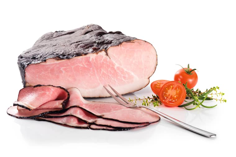 Donauschinken oder Schwarzgeräuchertes