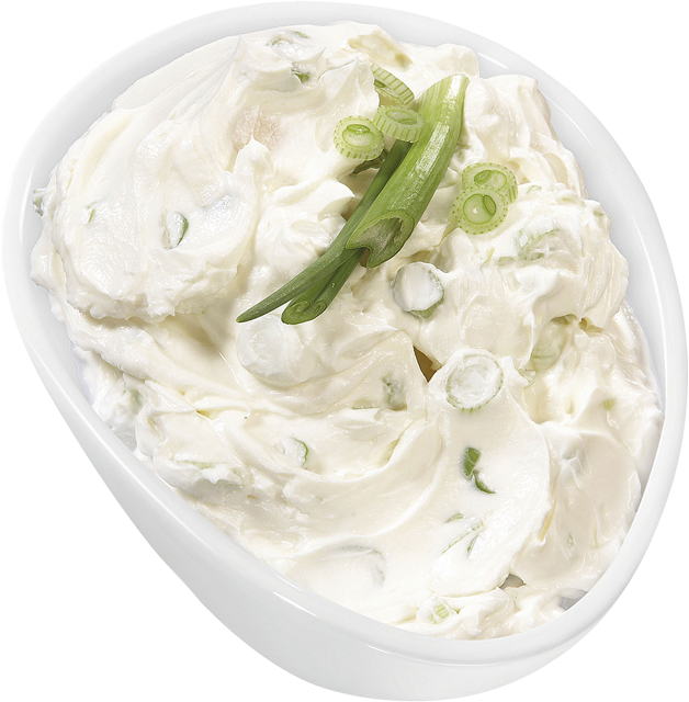 Aus eigener Herstellung: Frischkäse mit Frühlingszwiebeln