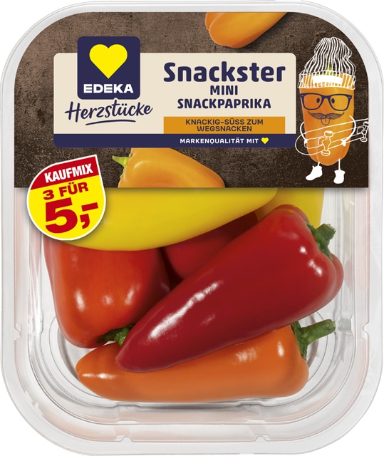 EDEKA Snackster Mini Snackpaprika Mix – 3 Schalen