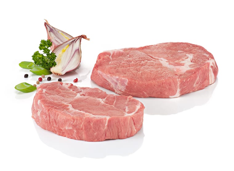 Strohschwein Rückenrollbraten, Minutensteaks natur oder Hals