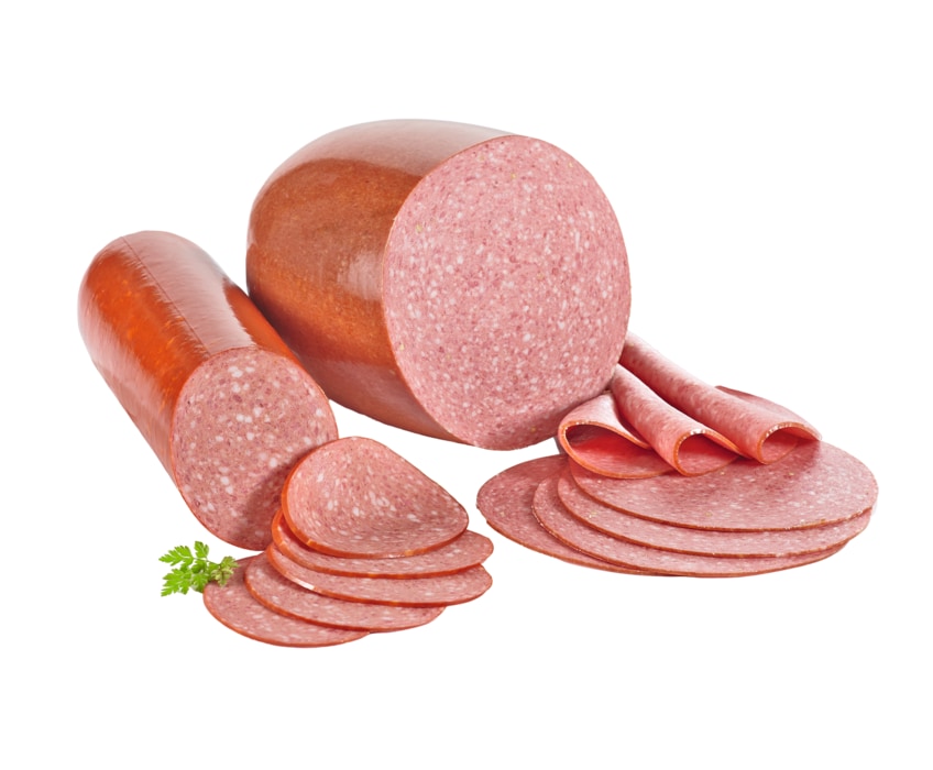 Bierwurst in der Blase oder Kochsalami