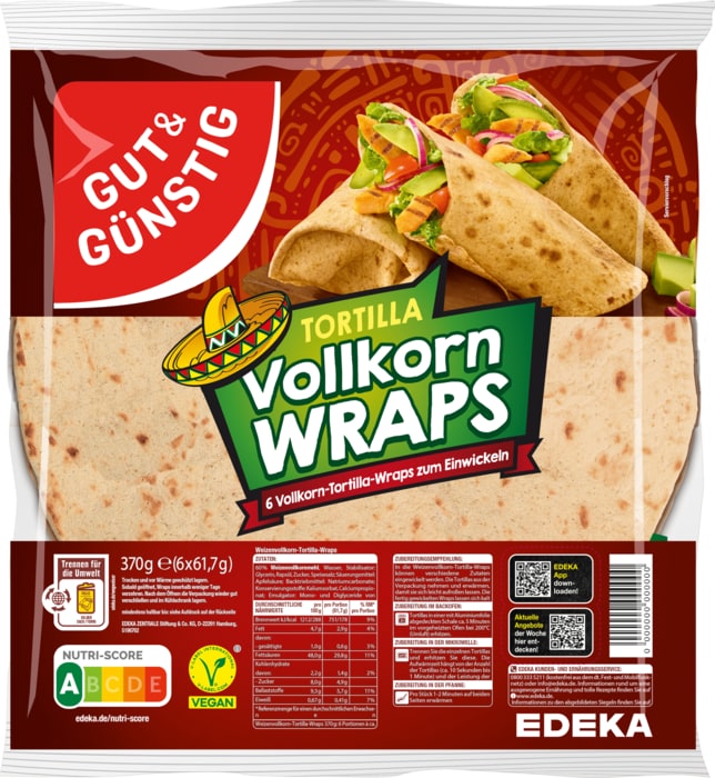 Gut&Günstig Tortilla Weizen- oder Vollkorn-Wraps