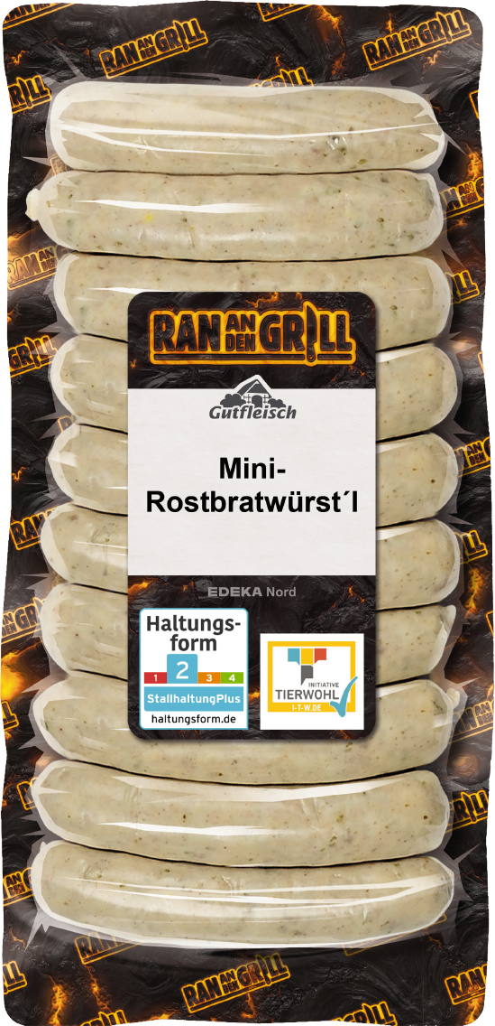 Ran an den Grill Mini-Rostbratwürst'l oder Mini-Schinkengriller