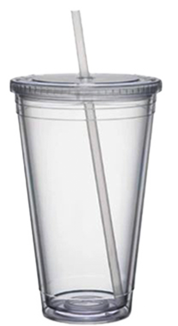 Gut & Günstig Becher mit Strohhalm