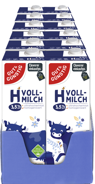Ab Donnerstag erhältlich: 12er-Karton Gut & Günstig H-Vollmilch 