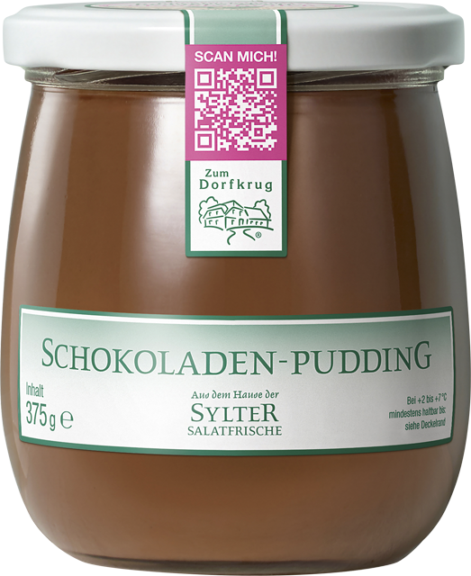 Dorfkrug Pudding Schokolade oder Rote Grütze