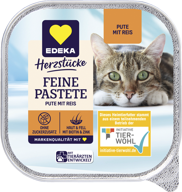 EDEKA Herzstücke Feine Pastete Katzennahrung Pute mit Reis