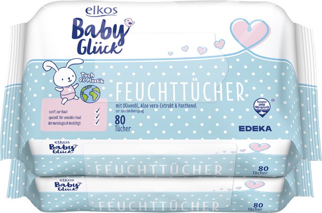 Elkos Baby Glück Feuchttücher mit Olivenöl, Aloe vera-Extrakt & Panthenol
