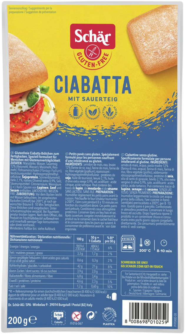 Dr. Schär Ciabatta-, Kaiser- oder Mehrkornbrötchen