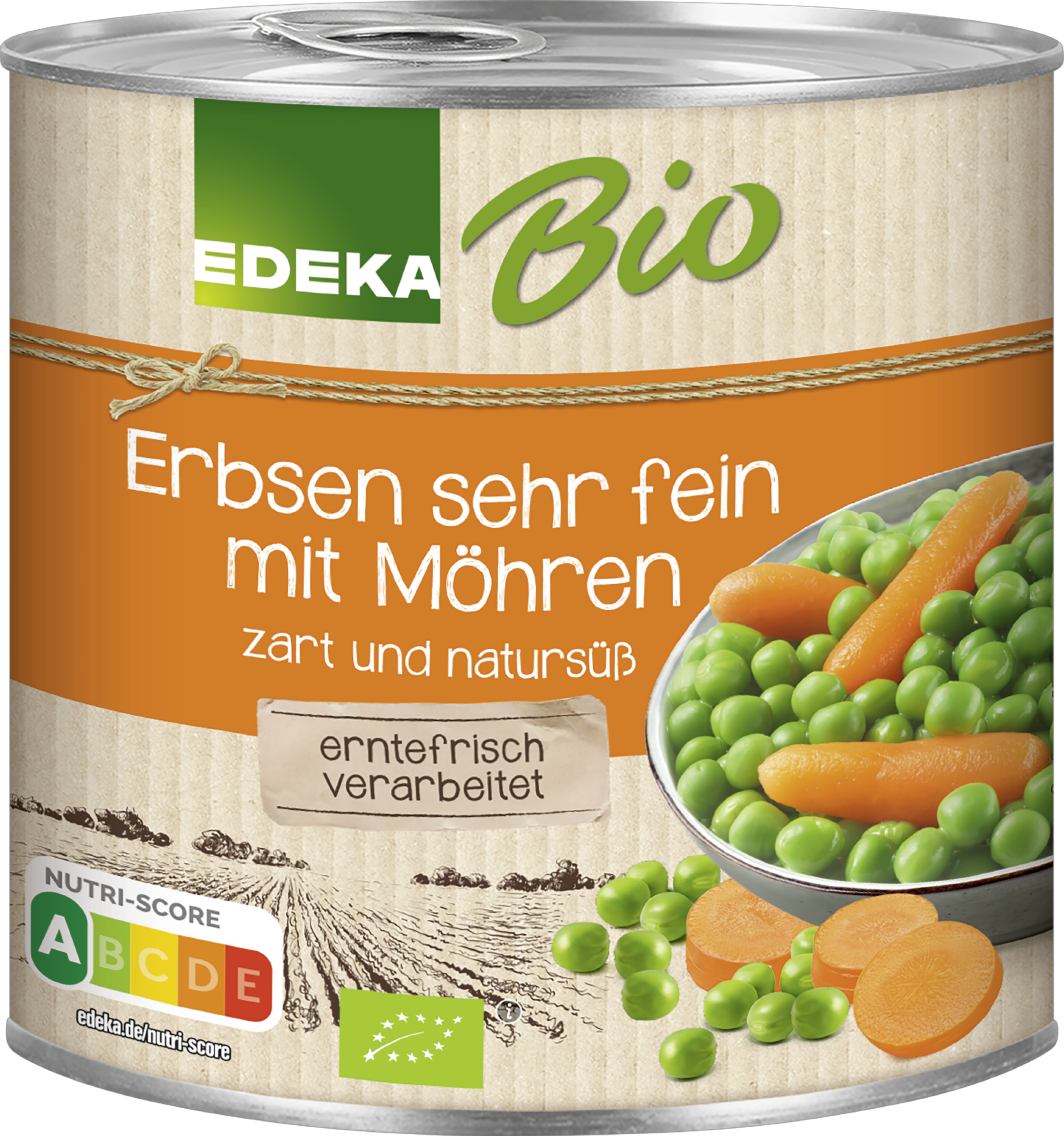 EDEKA Bio Erbsen mit Möhren sehr fein, Erbsen fein oder Brechbohnen