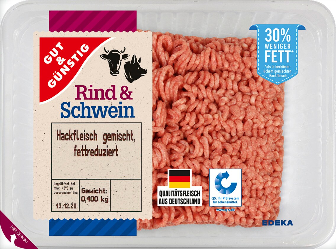 Gut & Günstig Hackfleisch gemischt, fettreduziert
