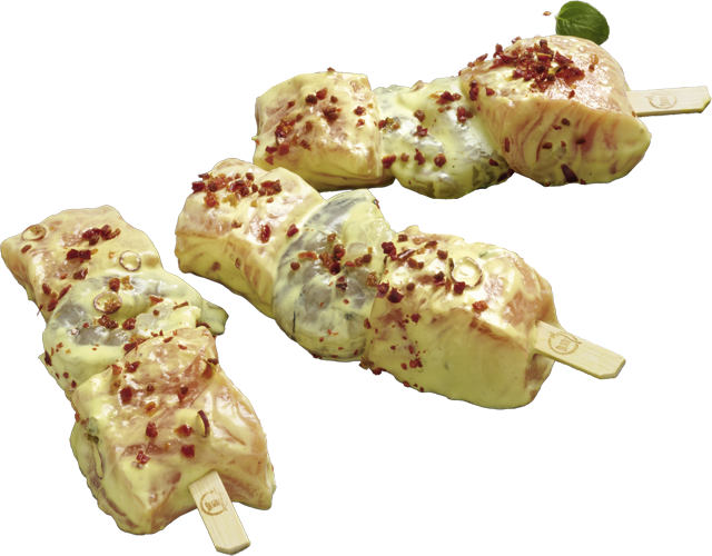 Ab Dienstag erhältlich: Spieße Lachsfilets & Garnelen