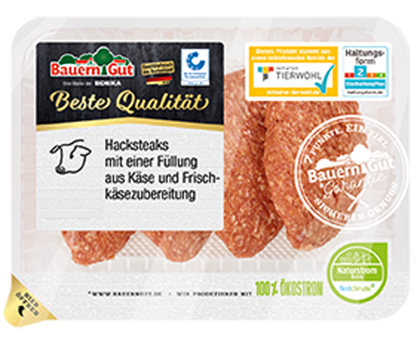 Bauerngut Hacksteaks mit Käse