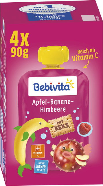 Bebivita Kinder-Spaß Apfel-Banane-Himbeere mit Keks 