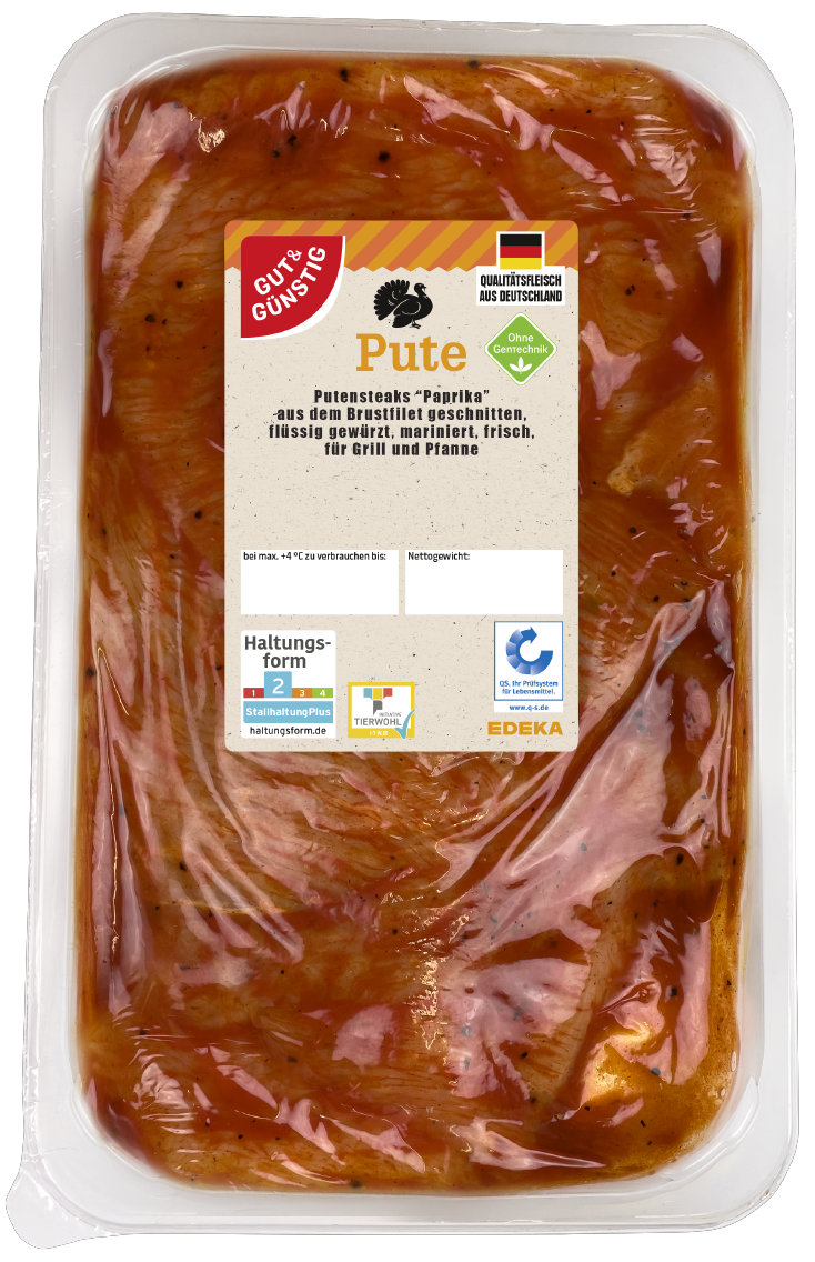 GUT&GÜNSTIG Puten Steaks Curry, Kräuter oder Paprika