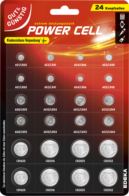 Gut & Günstig Alkaline-Batterie Alkaline-/Lithium-Knopfzellensortimen