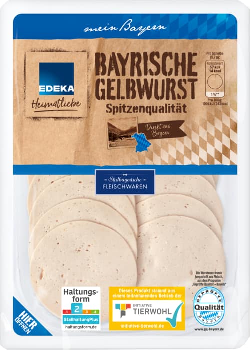 EDEKA Heimatliebe Bayrische Gelbwurst*, Fleischwurst* mit Paprika oder Bierschinken*