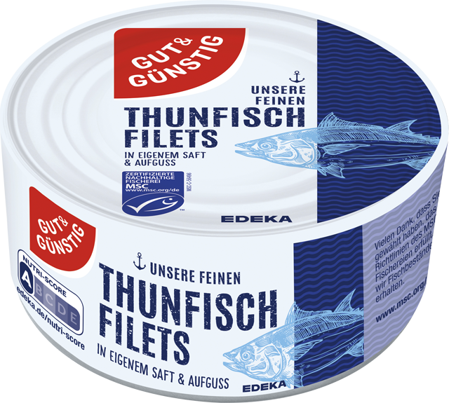 Gut & Günstig Thunfischfilets in eigenem Saft & Aufguss 