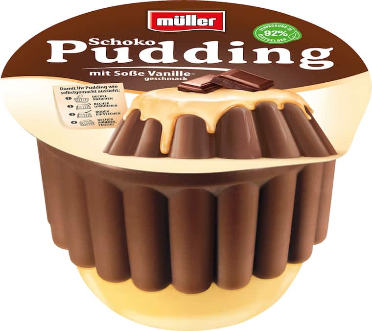 Müller Pudding mit Soße