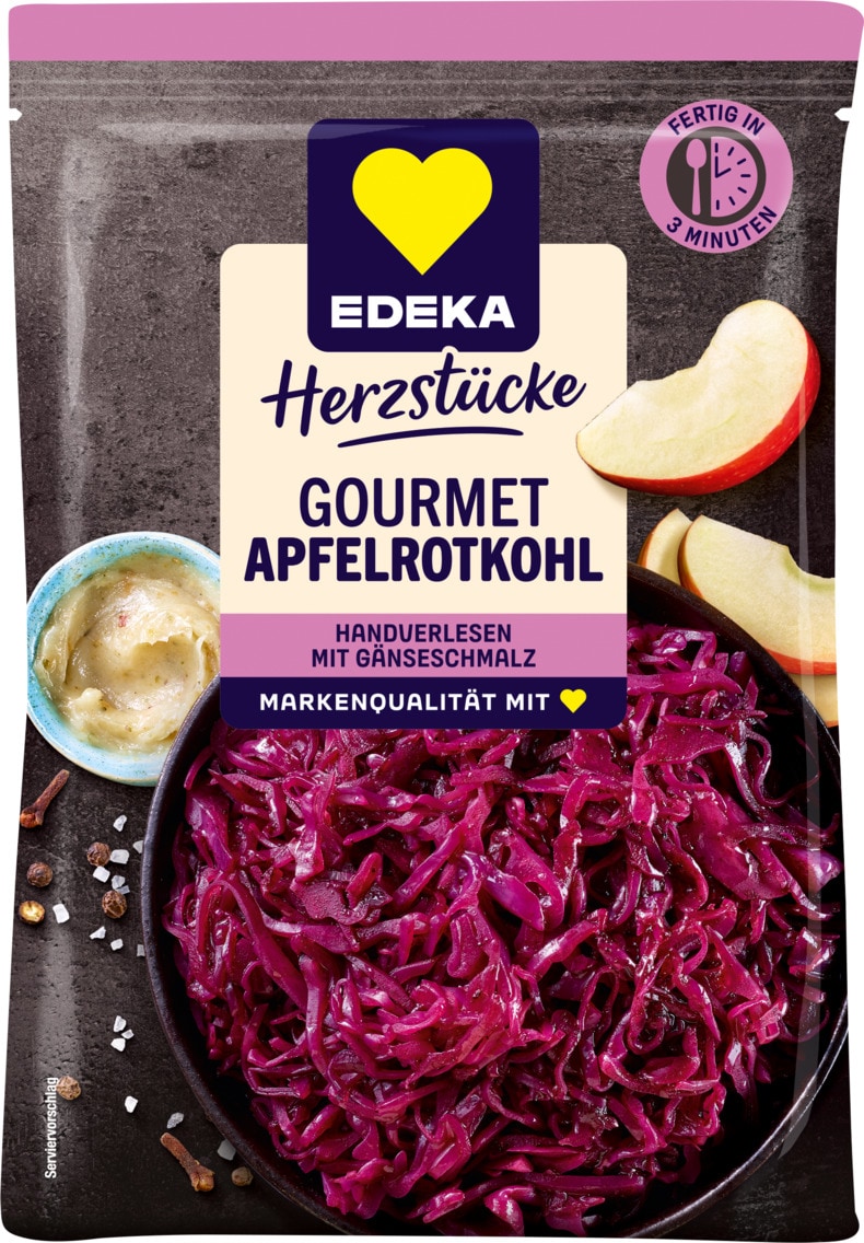EDEKA Herzstücke Gourmet Apfelrotkohl oder Sauerkraut