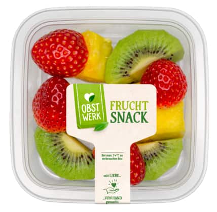 Obstwerk Obstsalat mit Erdbeeren, Kiwi und Ananas oder Ananasstücke