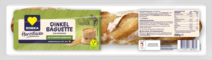 EDEKA Herzstücke Baguetterie Zwiebel oder Olive oder Dinkel Baguette