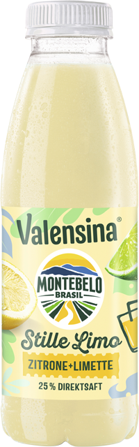 Im Kühlregal erhältlich: Valensina Montebelo Stille Limo Zitrone+Limette 
