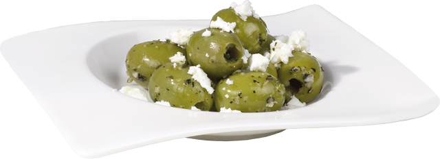 Grüne Oliven mit Feta  
