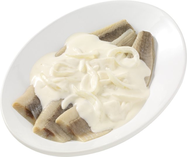 Zarte Sahne-Heringsfilets