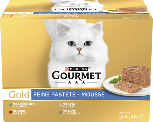 Purina Gourmet Katzennahrung Gold Feine Pastete oder Perle Streifen in Sauce
