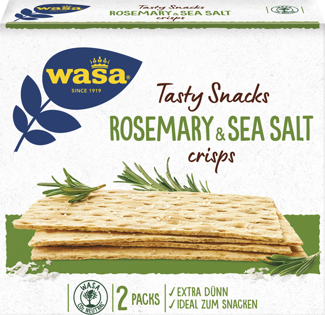 Wasa Tasty Snacks Rosemary & Sea Salt crisps, Protein+