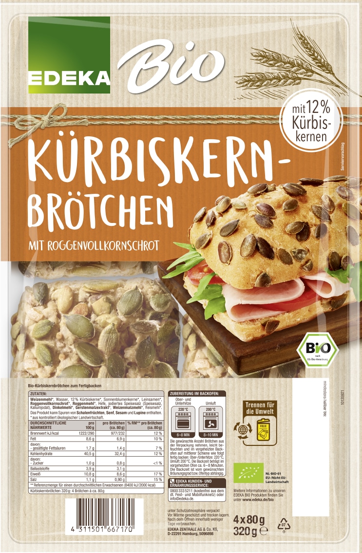 EDEKA Bio Kürbiskern-Brötchen