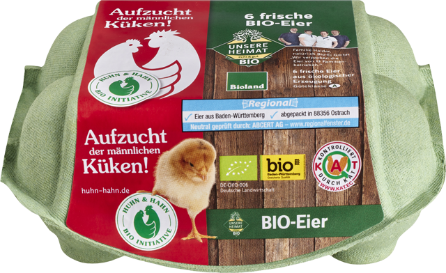Unsere Heimat – echt & gut Bio-Eier Huhn & Hahn