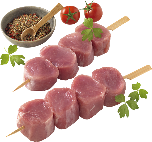 Zarte Schweinefiletspieße natur