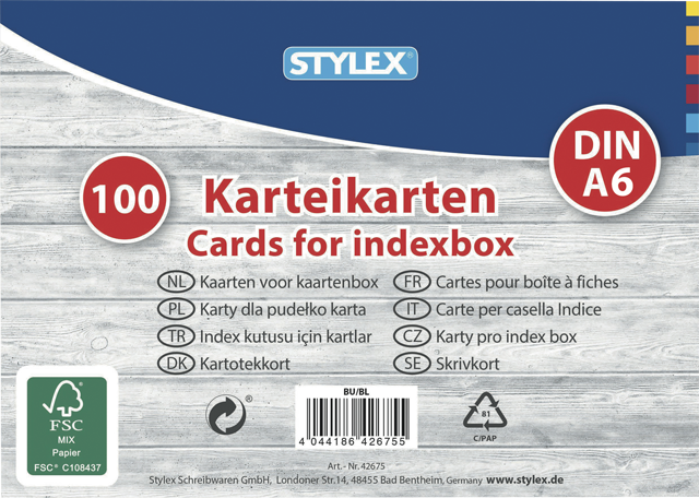 STYLEX Karteikarten DIN A6