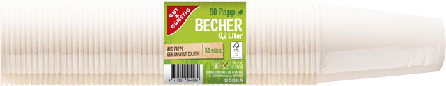 Gut & Günstig Pappbecher 0,2 L