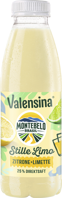 Im Kühlregal erhältlich: Valensina Montebelo Stille Limo Zitrone+Limette oder Grapefruit+Zitrone