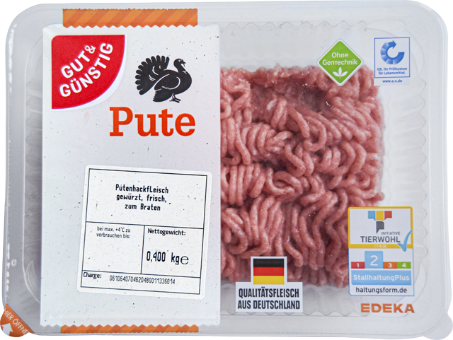 In Selbstbedienung erhältlich: Gut & Günstig Putenhackfleisch
