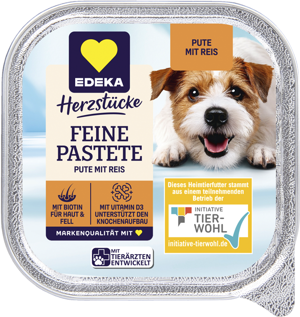 EDEKA Herzstücke Feine Pastete Hundenahrung Pute mit Reis o