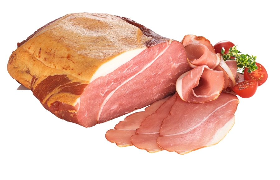 Frühstücksspeck roh geräuchert oder Kochschinken